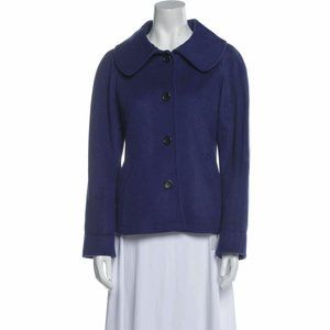 NEW $495 Theory Olivan Peacoat Jacket!  Purplish Blue  Peter Pan Collar  Wool